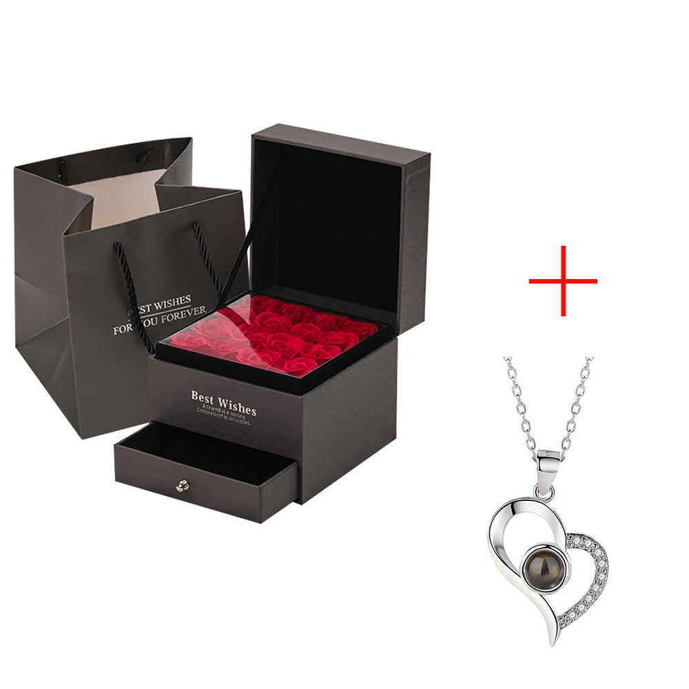 Elegante Rosen-Geschenkbox mit Schublade